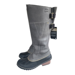 NEW Sorel Slimpack Riding Boots Tall Waterproof Gray Leather Rubber Equestrian